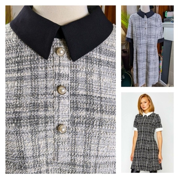 Kate & Lily black and white w/ pearl trim tweed dress in size 14 - Picture 2 of 5